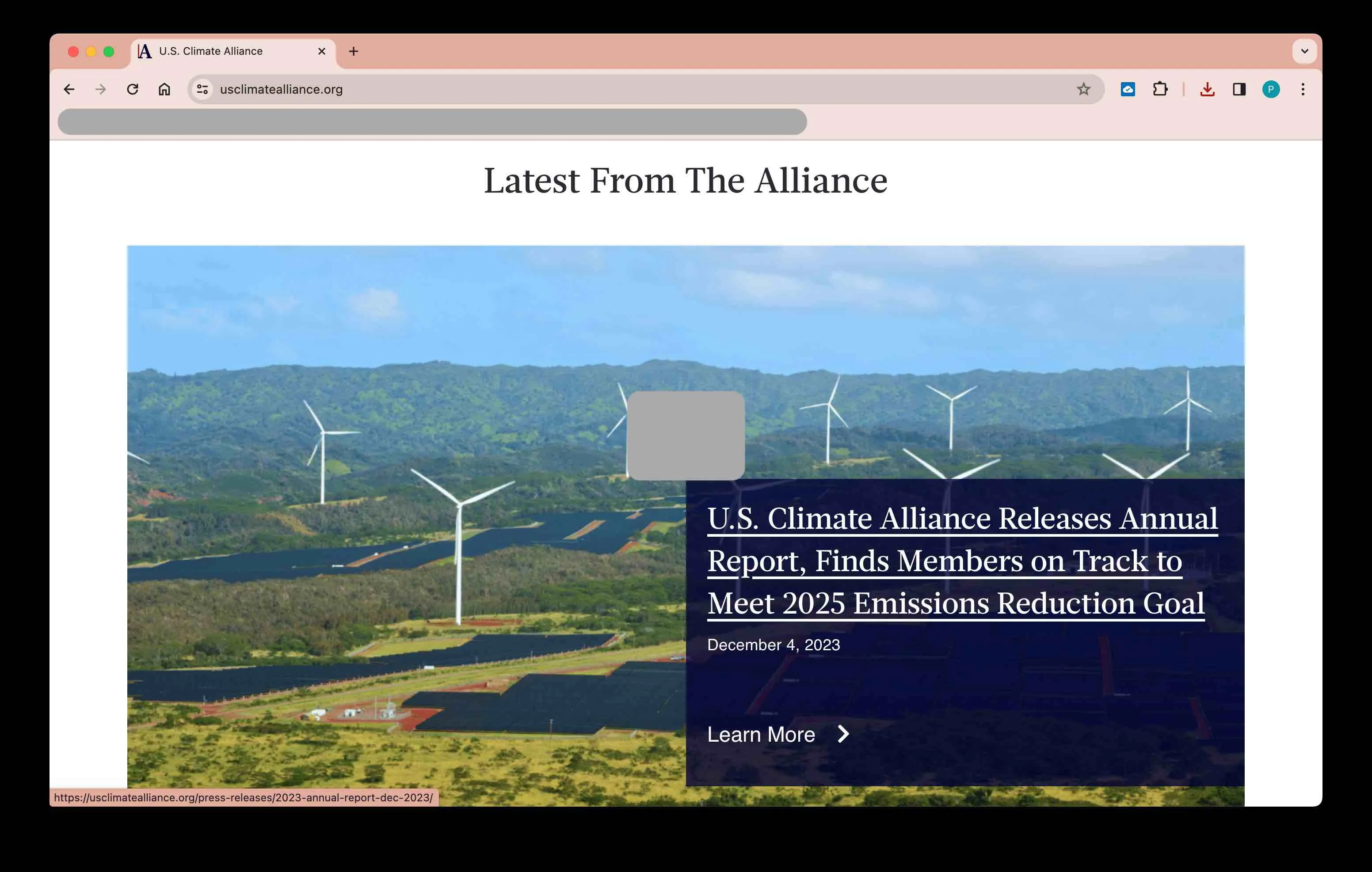 Latest From The Alliance section showing featured press releases and news articles with images